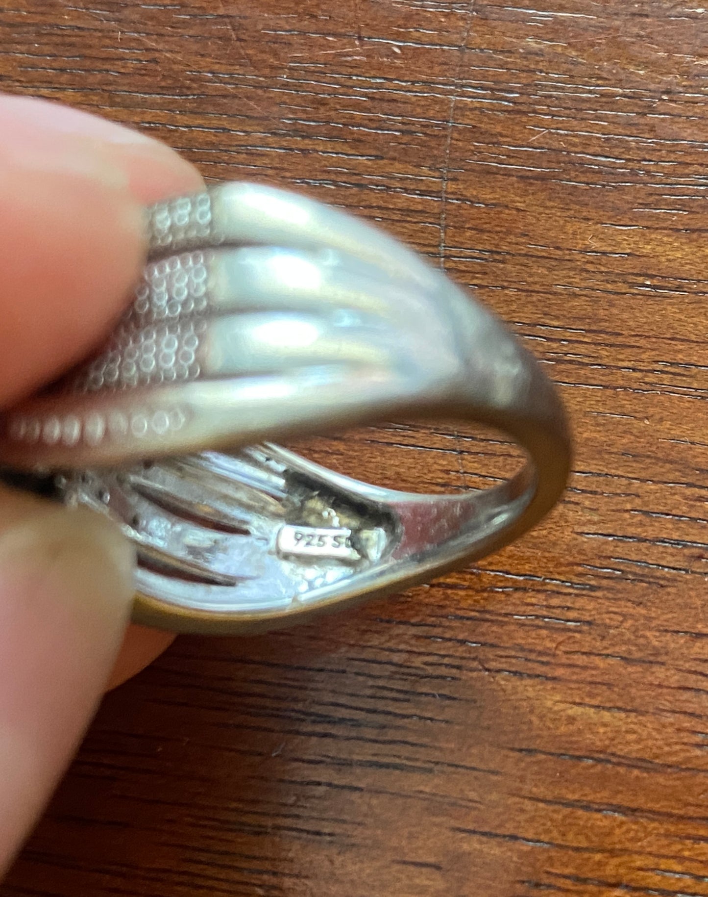 Sterling Silver 925 Round Baguette Diamond Band Ring Sz 6.75