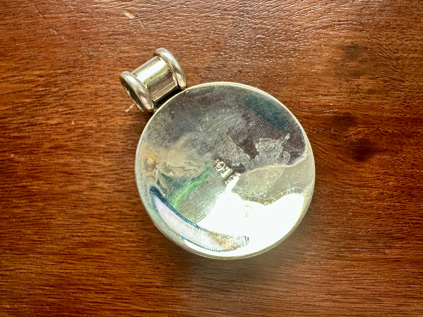 Signed Doug Paulus Sterling Silver 925 Large Round Floral Medallion Pendant