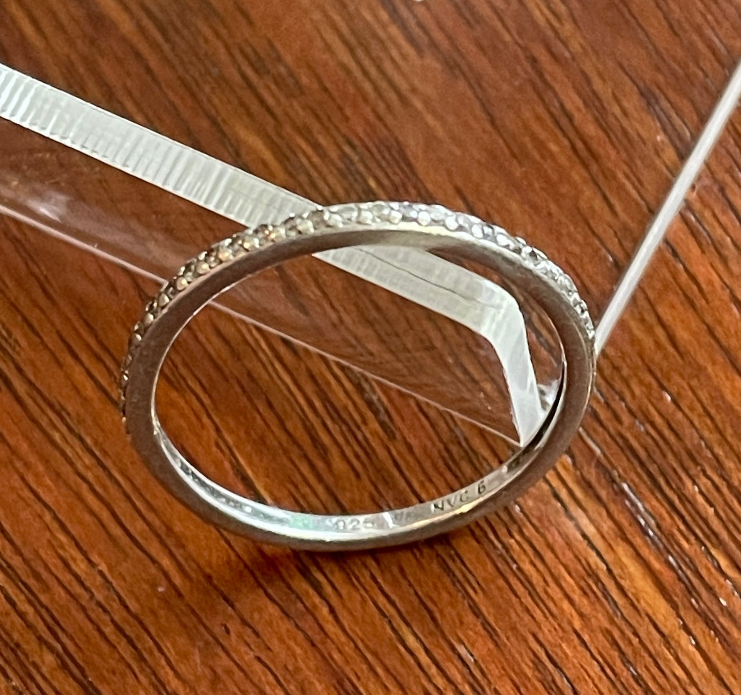 Sterling Silver 925 Cubic Zirconia Half Eternity Band Ring Sz 5.75