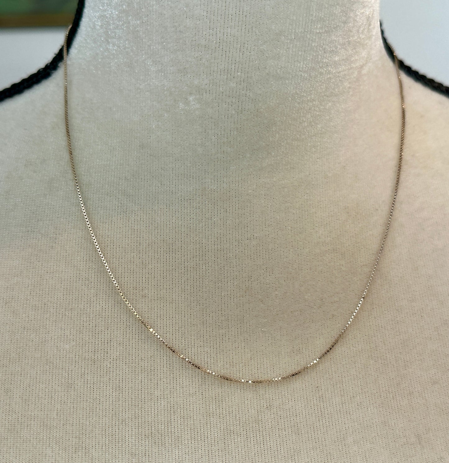 Sterling Silver 925 Box Chain Necklace 18" Long x 1mm Wide