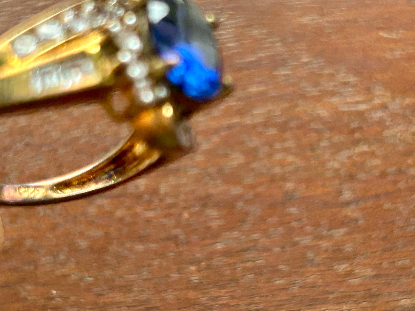 Gold Plate over Sterling Silver 925 Lab Created Sapphire Cocktail Ring Sz 6.75