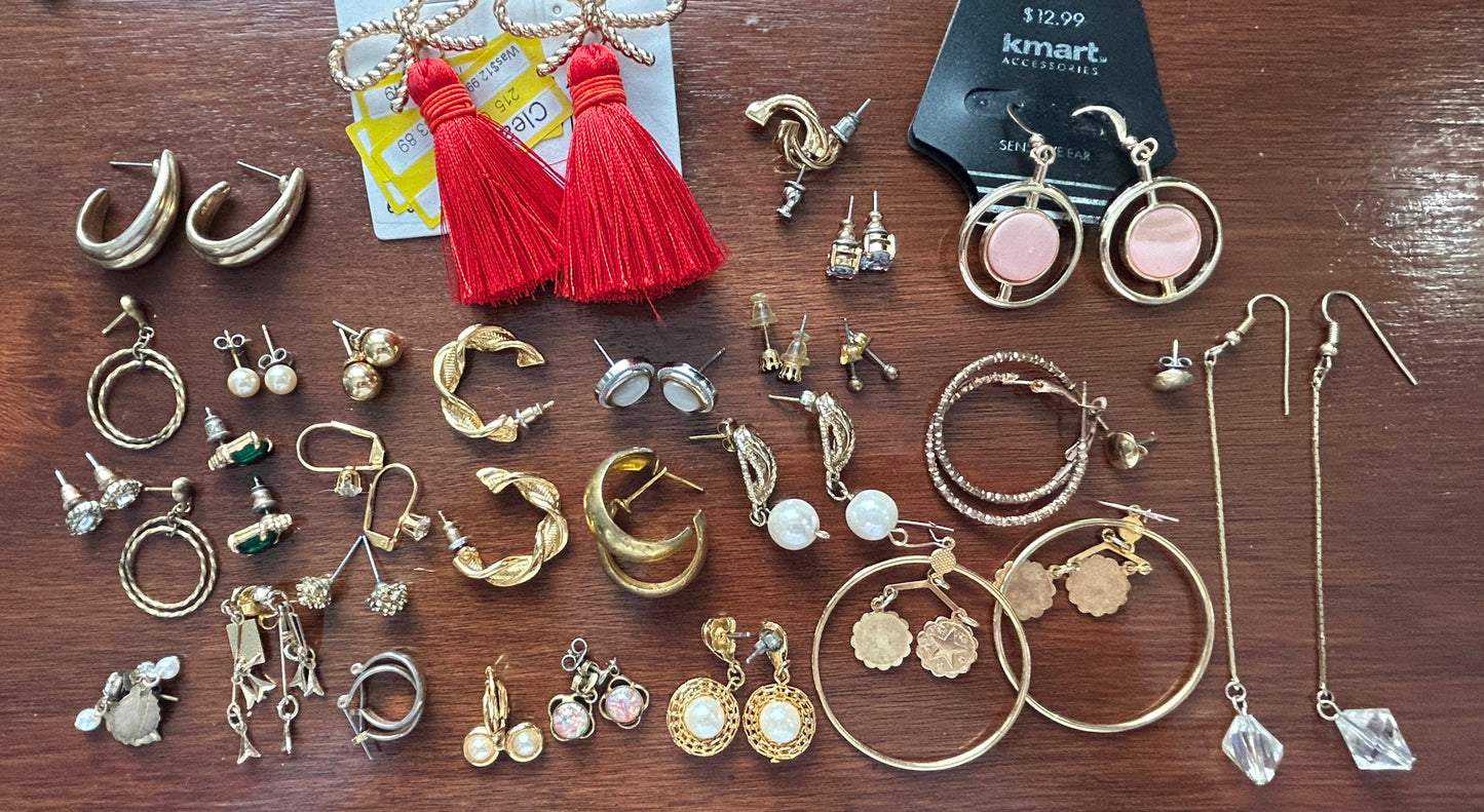 Vintage to Now Pierced Earrings Earring Lot Classic Gold Tone Hoops Faux Pearl