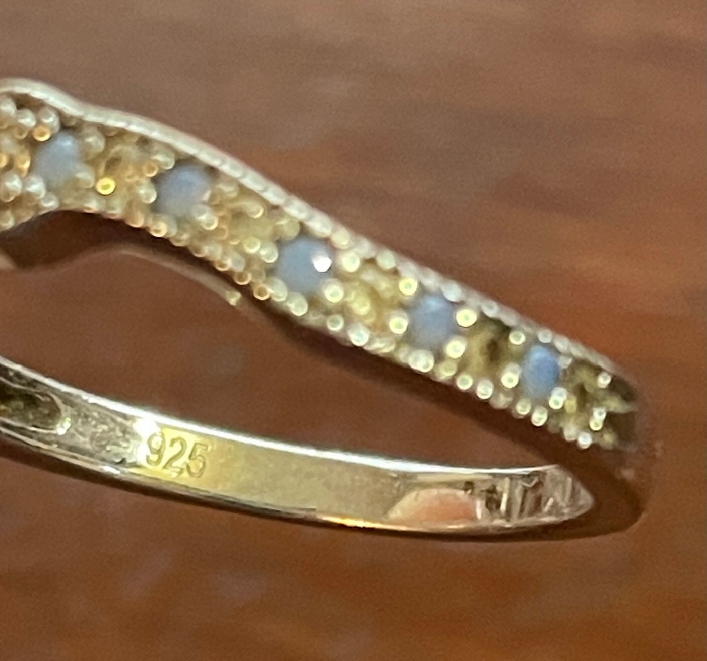 Sterling Silver Blue White Cubic Zirconia Band Ring Sz 8.5