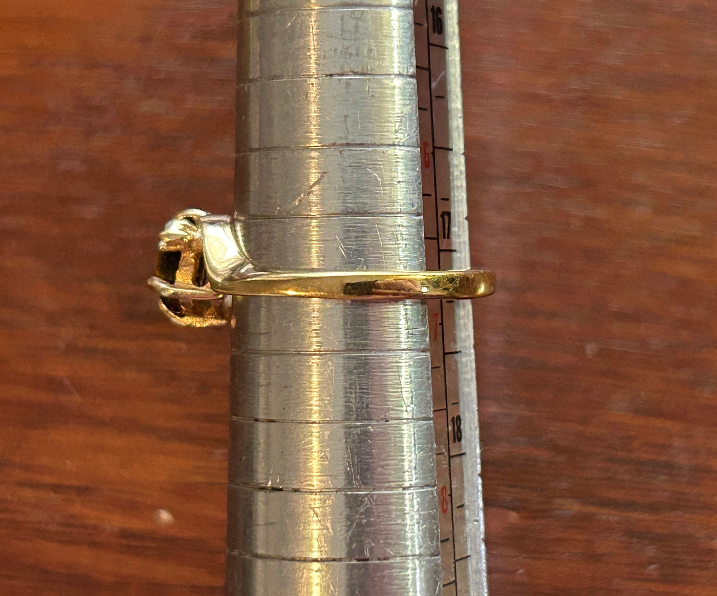 18k Yellow Gold Plate Oval Tigers Eye Ring Sz 6.75