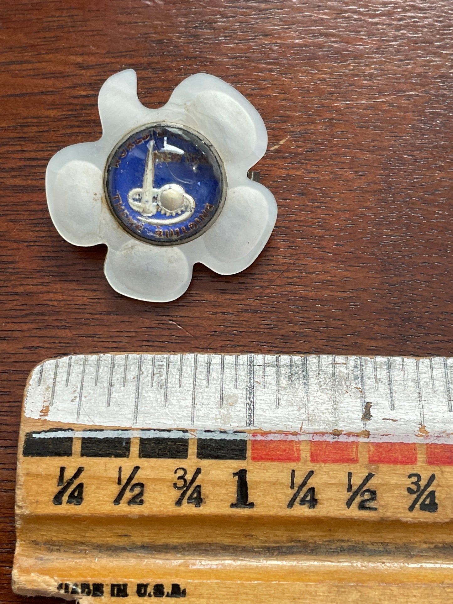 Vintage 1939 New York World's Fair Theme Building Mother of Pearl Pin