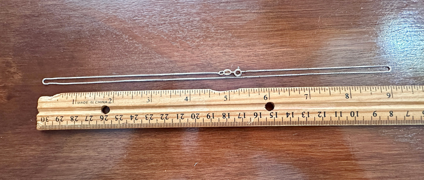 Sterling Silver 925 Box Chain Necklace 18" Long x 1mm Wide