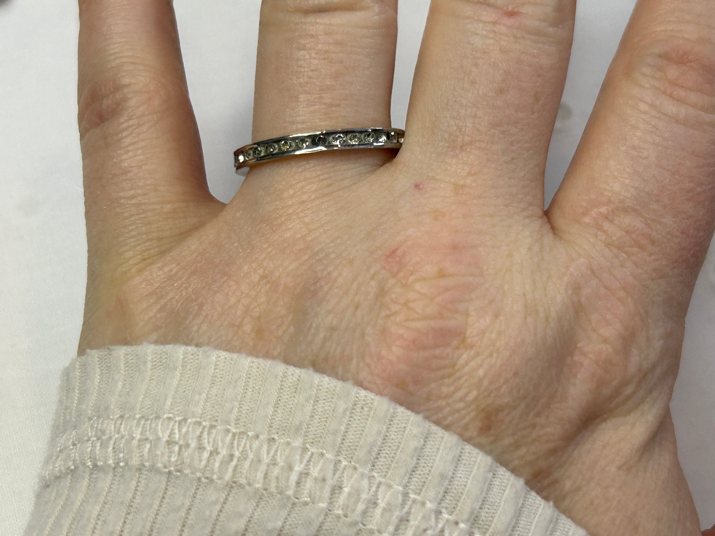 Sterling Silver 925 Channel Set CZ Eternity Band Ring Sz 8.25
