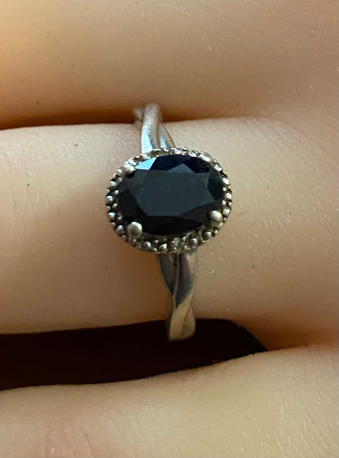 Sterling Silver 925 Onyx Ring Sz 6.75 Signed CN