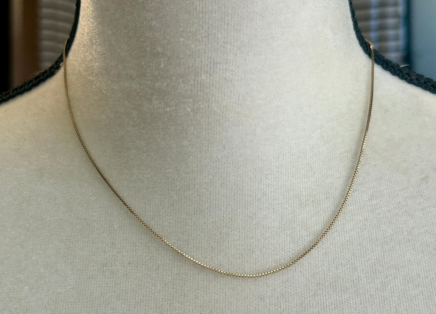 14k Yellow Gold Box Chain Necklace 17" Long