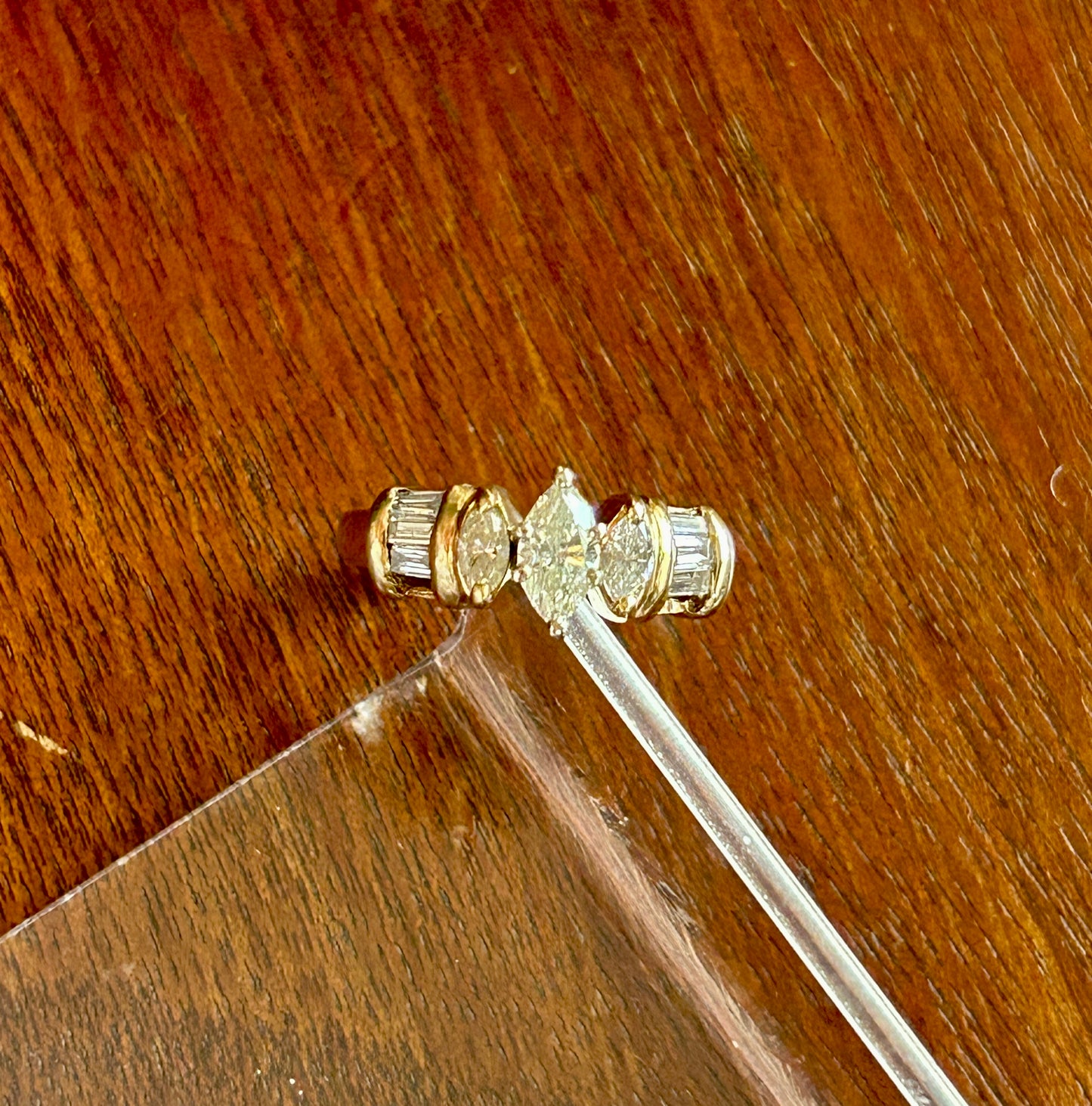 10k Yellow Gold Marquise Baguette Diamond .50ctw Ring Sz 6.5
