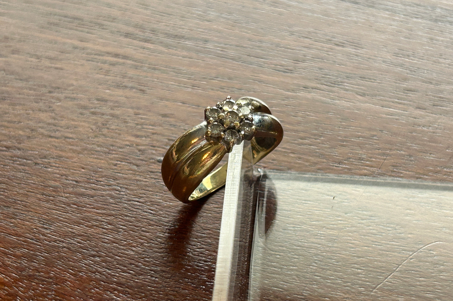 Vintage Signed FTH 14k Yellow Gold .50ctw Diamond Cluster Ring Sz 6.75
