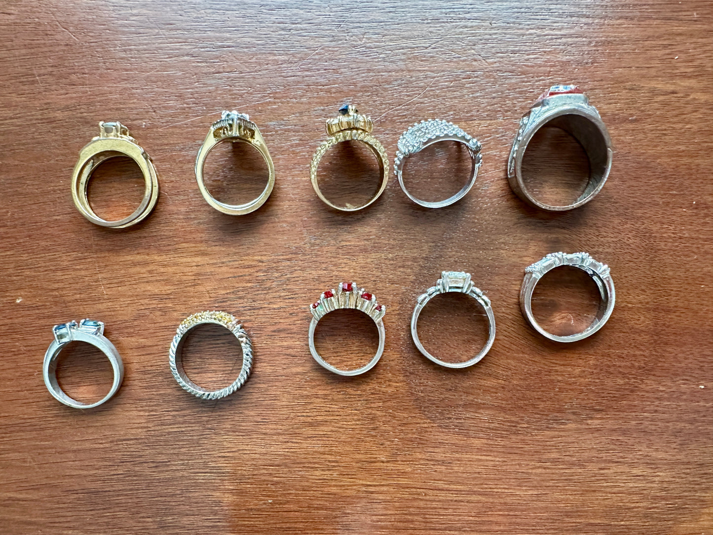 Vintage Cocktail Fashion Ring Lot Rhinestone Gold Plate Avon Silver Tone