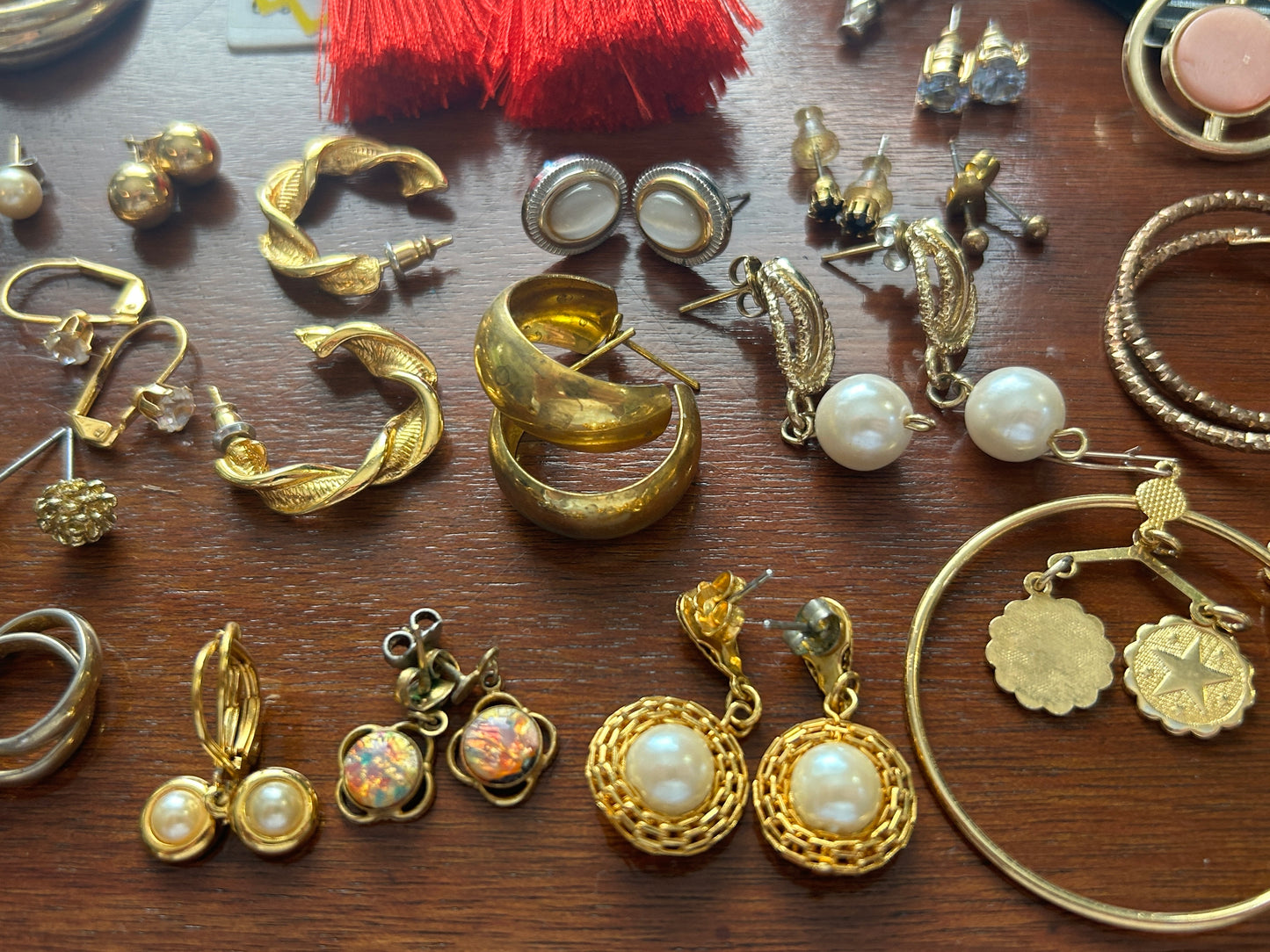Vintage to Now Pierced Earrings Earring Lot Classic Gold Tone Hoops Faux Pearl