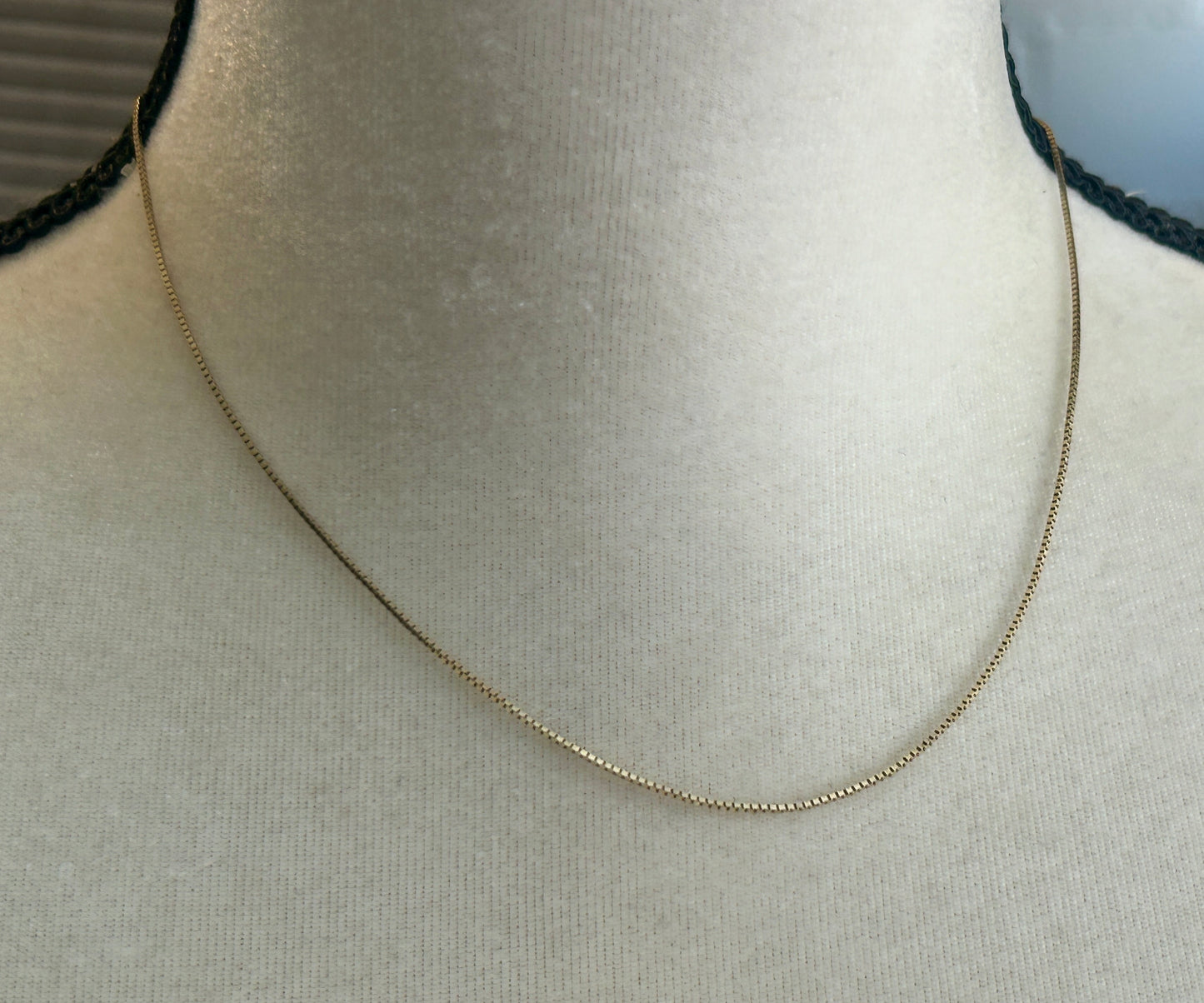 14k Yellow Gold Box Chain Necklace 17" Long