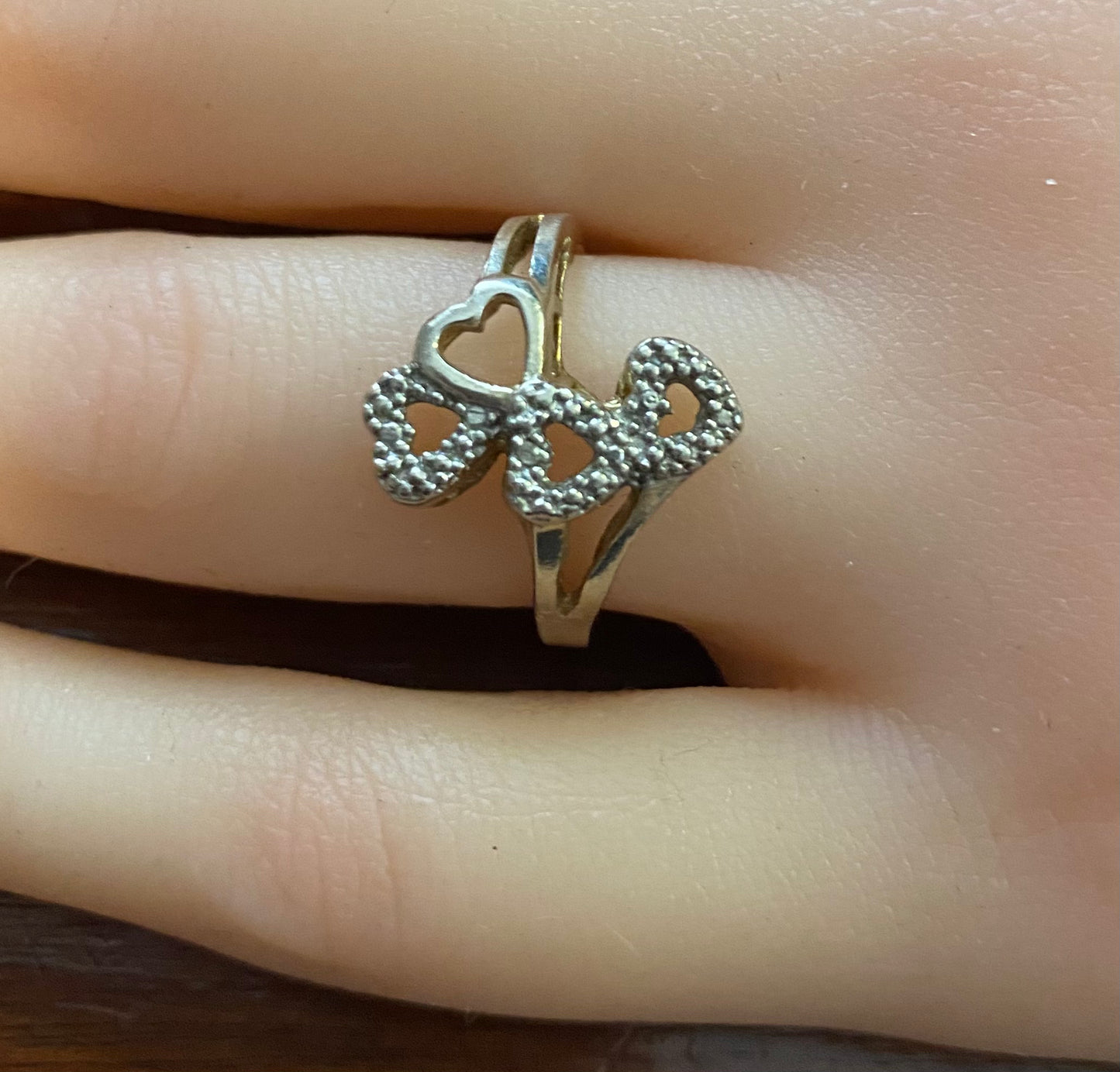 Gold Vermeil Sterling Silver 925 Diamond Heart Ring Sz 7