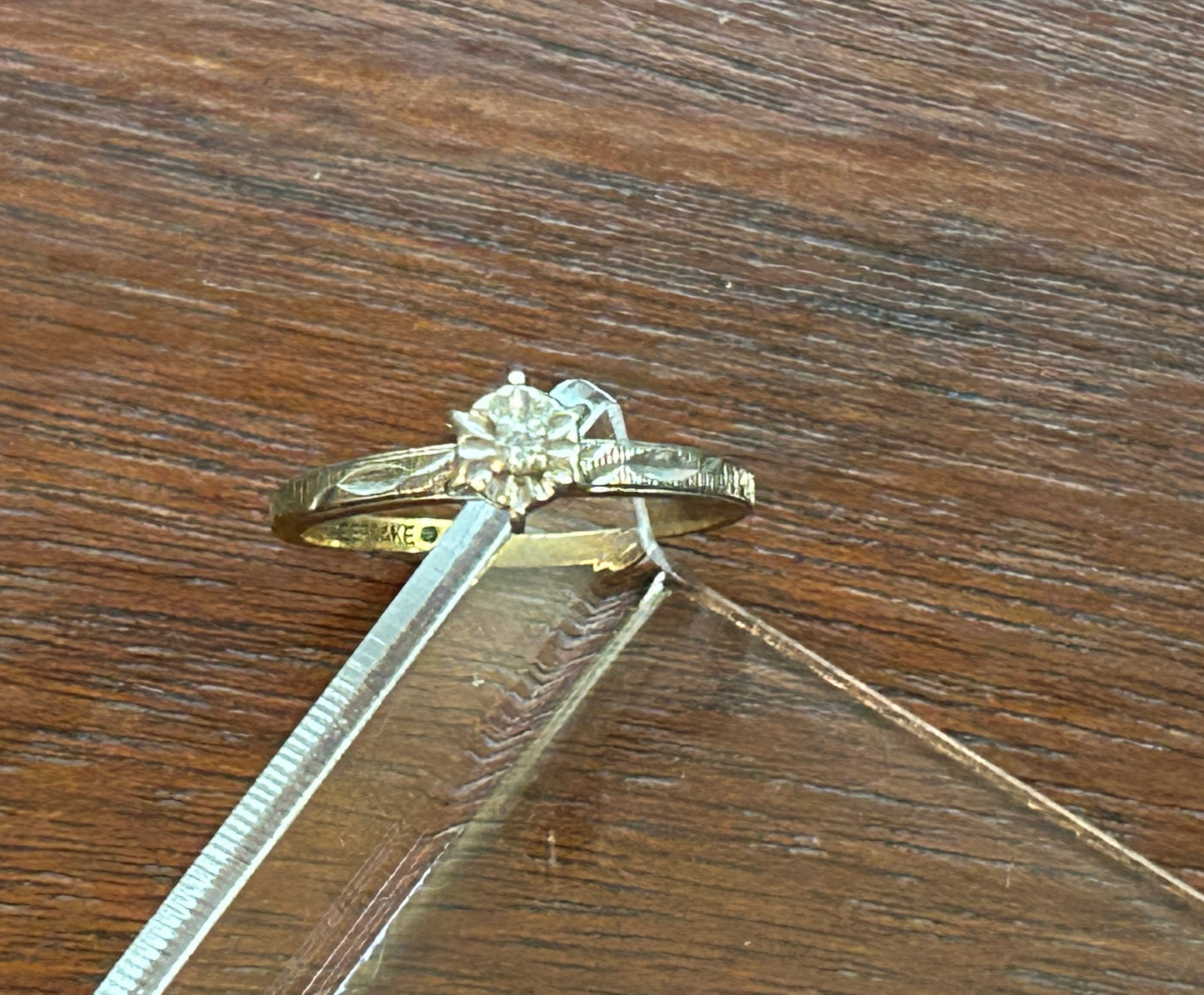 Vintage 14k Yellow White Gold Diamond Engagement Ring Sz 6.25 Signed Keepsake