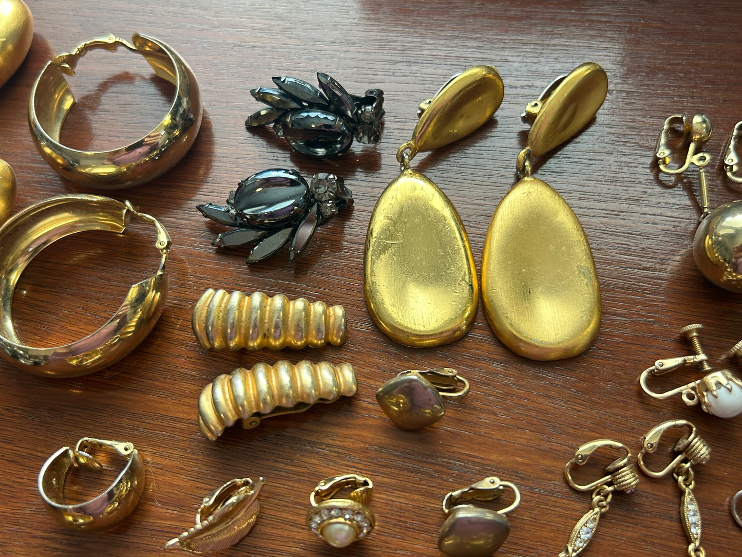 Vintage to Now Clip on Earring Earrings Lot Statement Brushed Gold Modern