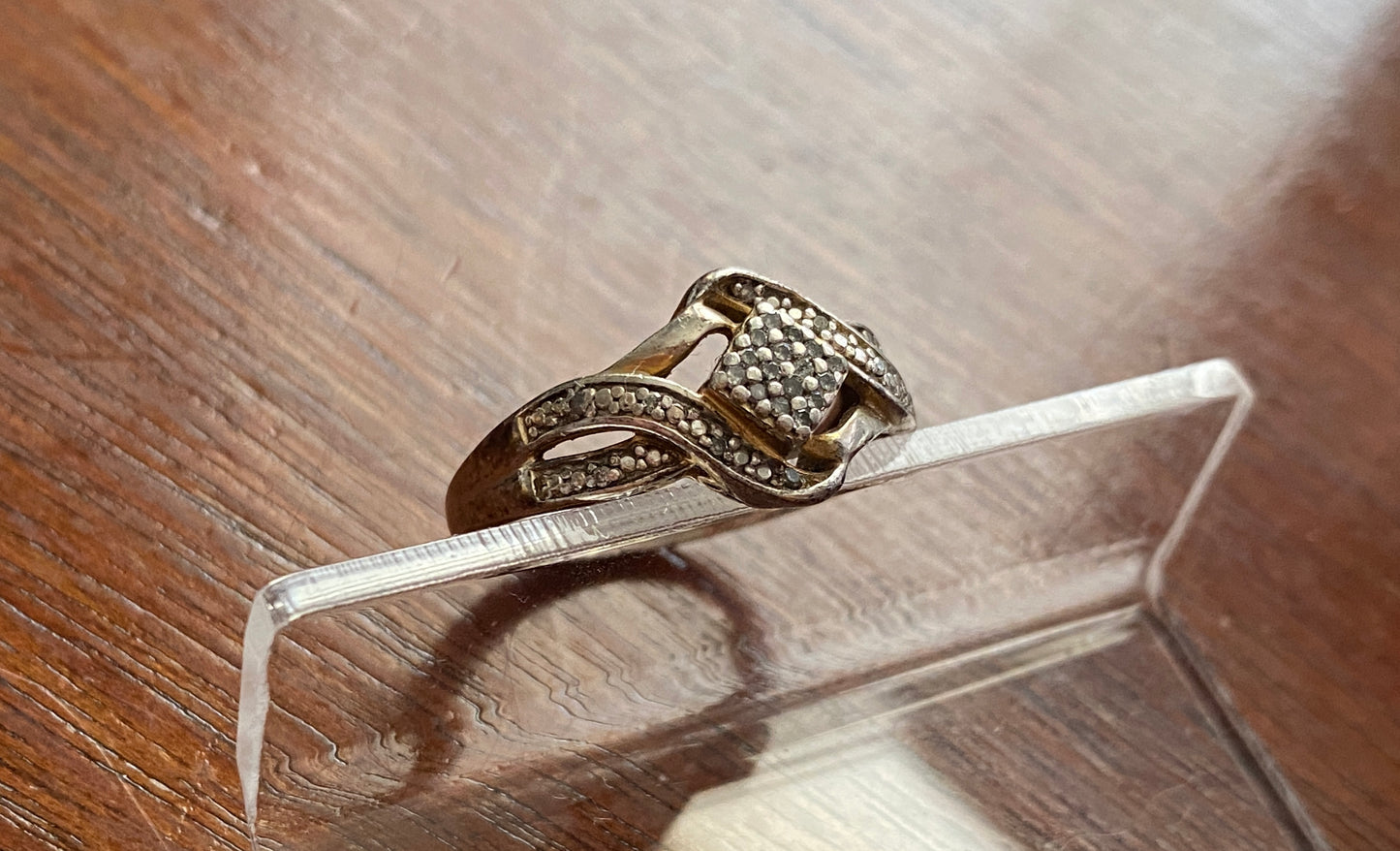 Sterling Silver 925 Pave Diamond Ring Sz 7
