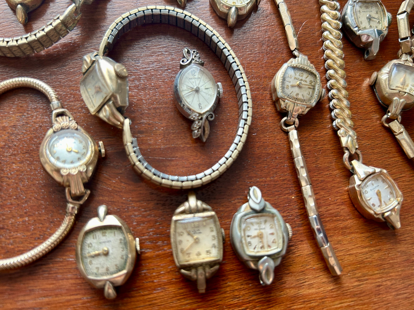 Huge Lot of Gold Filled Rolled Gold Vintage Womens Watch Bulova Elgin Gruen More