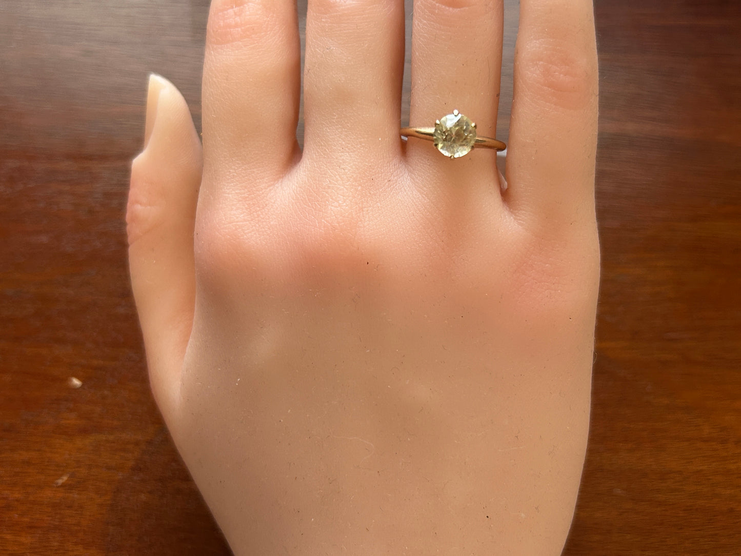 Vintage 10k Yellow Gold Yellow Stone Solitaire Ring Sz 7