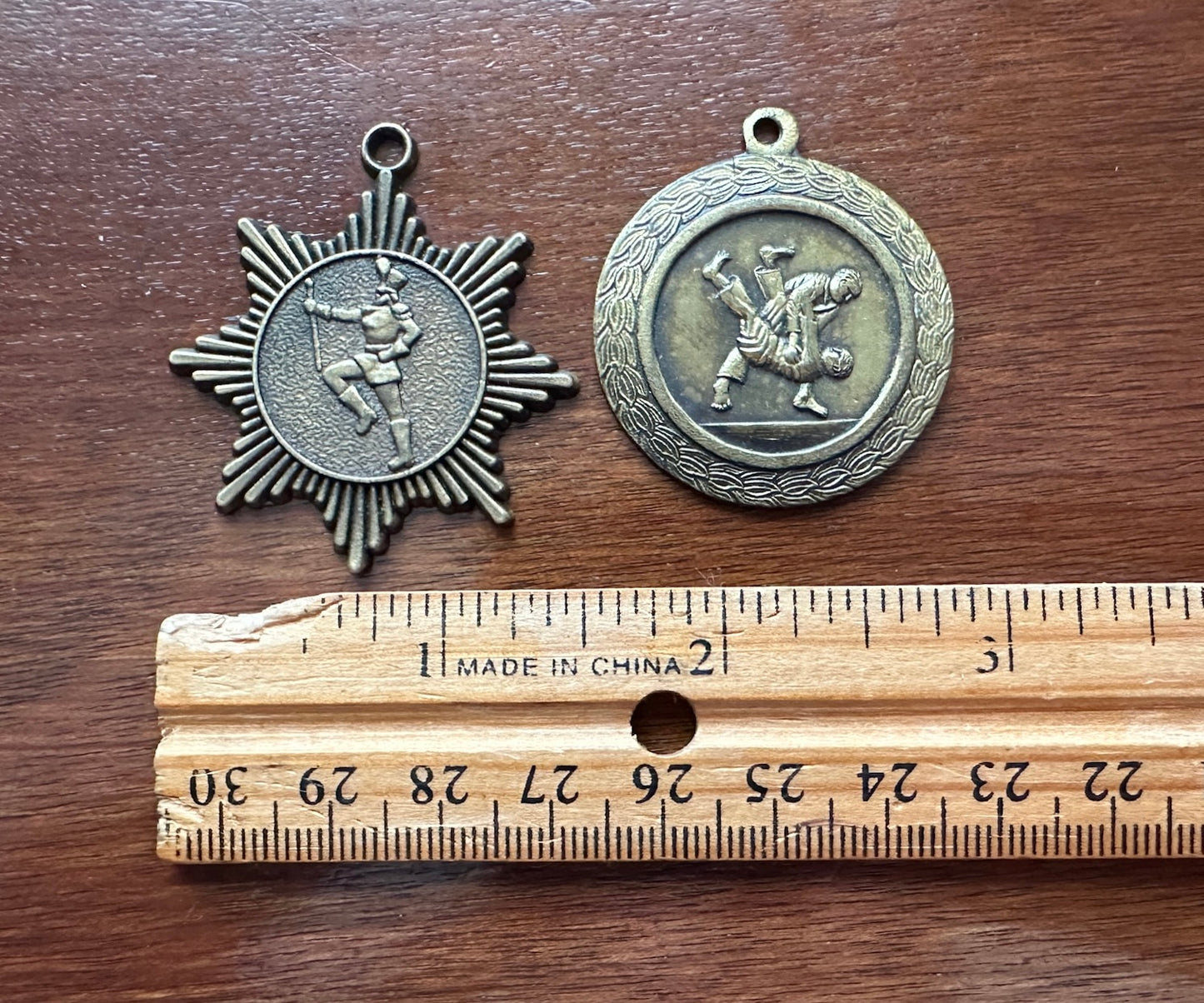 Vintage Bronze Brass Tone Award Medals Band Majorette Wrestling Fob