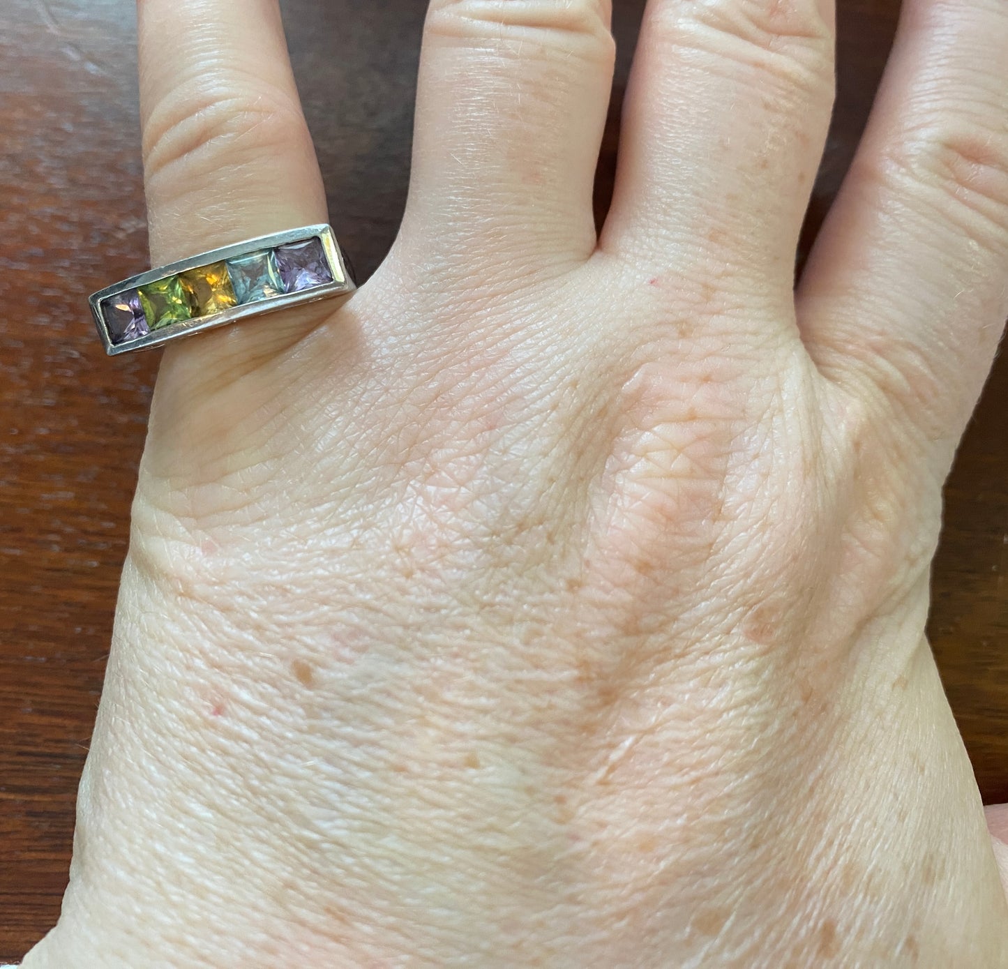Sterling Silver 925 Semi Precious Stone Pave Set Ring Sz 7