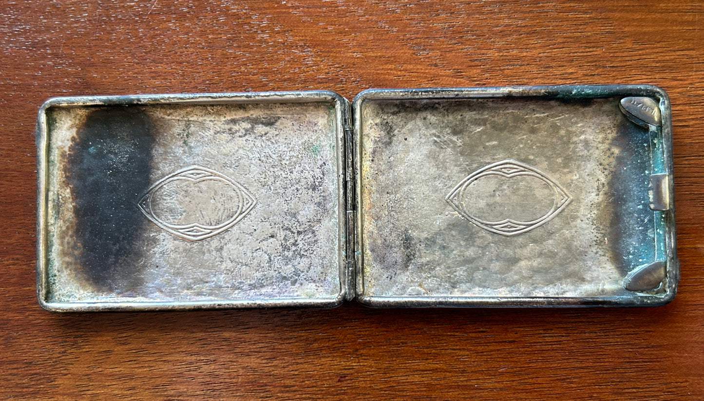 Vintage Antique Silverplate Hinged Case Hammered Finish