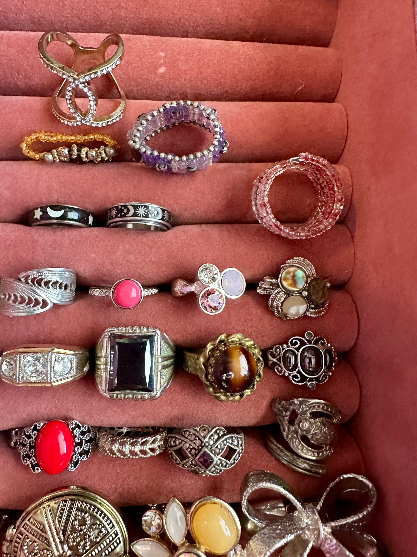 Vintage to Now Ring Lot Costume Fashion Cocktail Cabochon Rhinestone Band