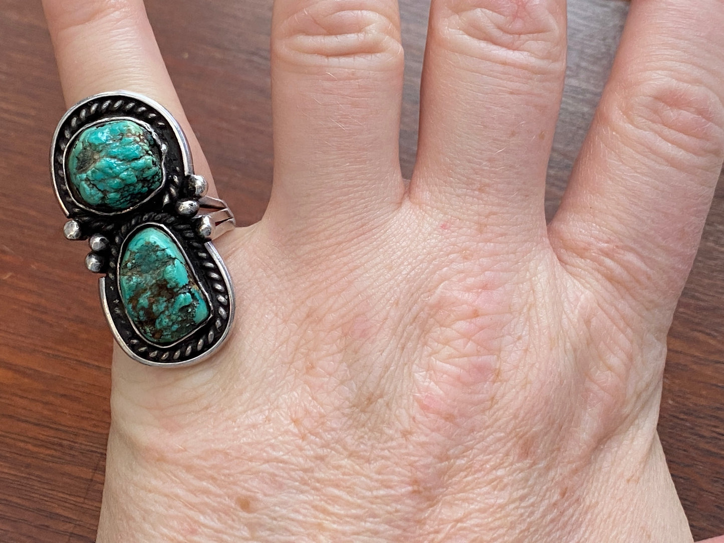 Sterling Silver 925 Turquoise Old Pawn Ring Sz 6.5