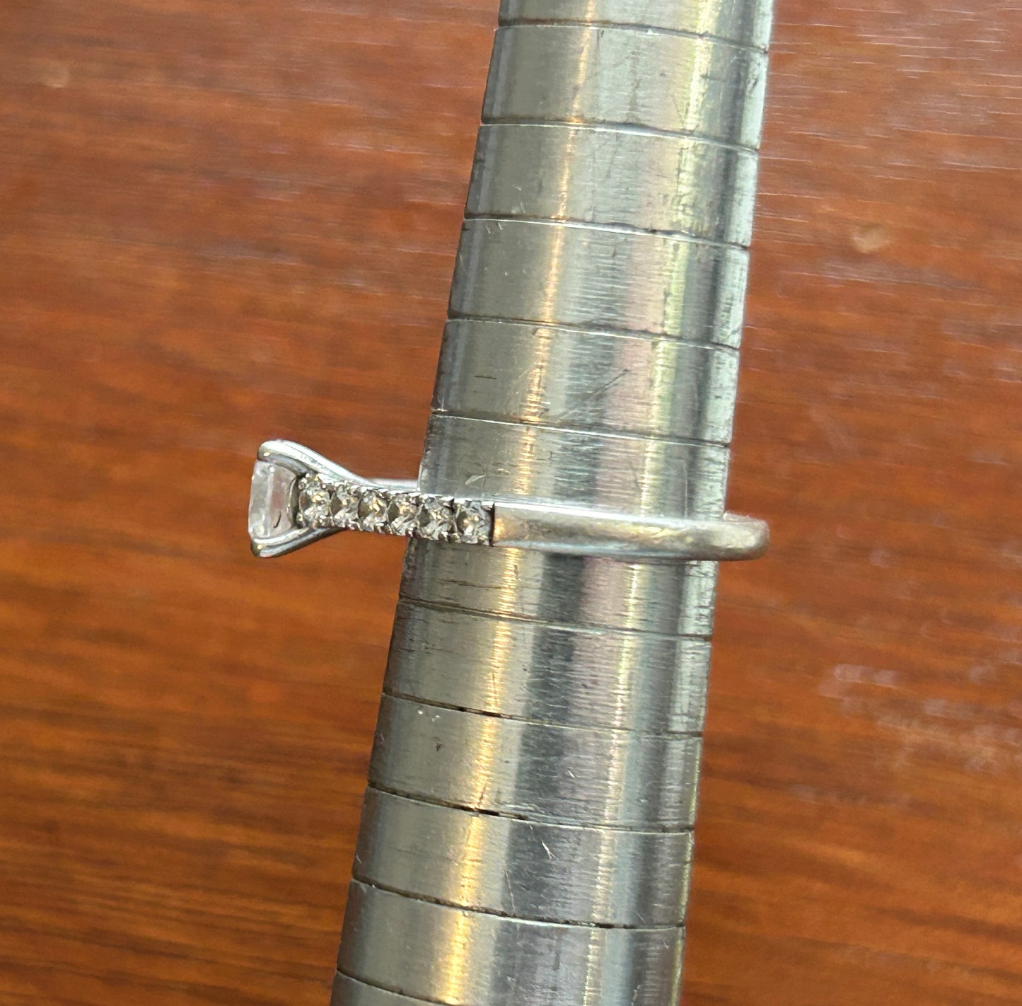 Sterling Silver 925 Cubic Zirconia CZ Ring Sz 6.75 Engagement Signed EC