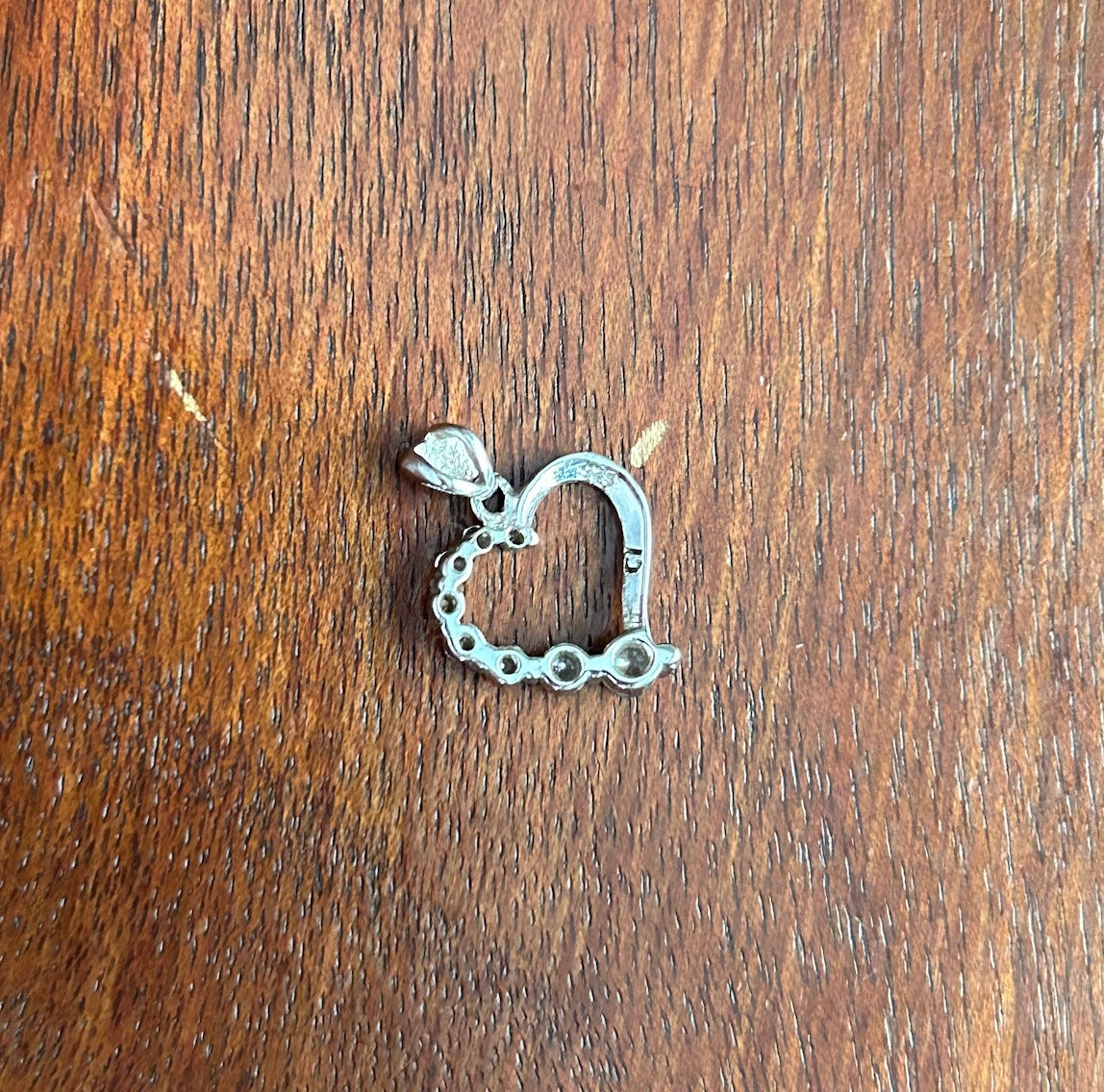 Sterling Silver 925 Open Heart Graduating Stone Necklace Pendant