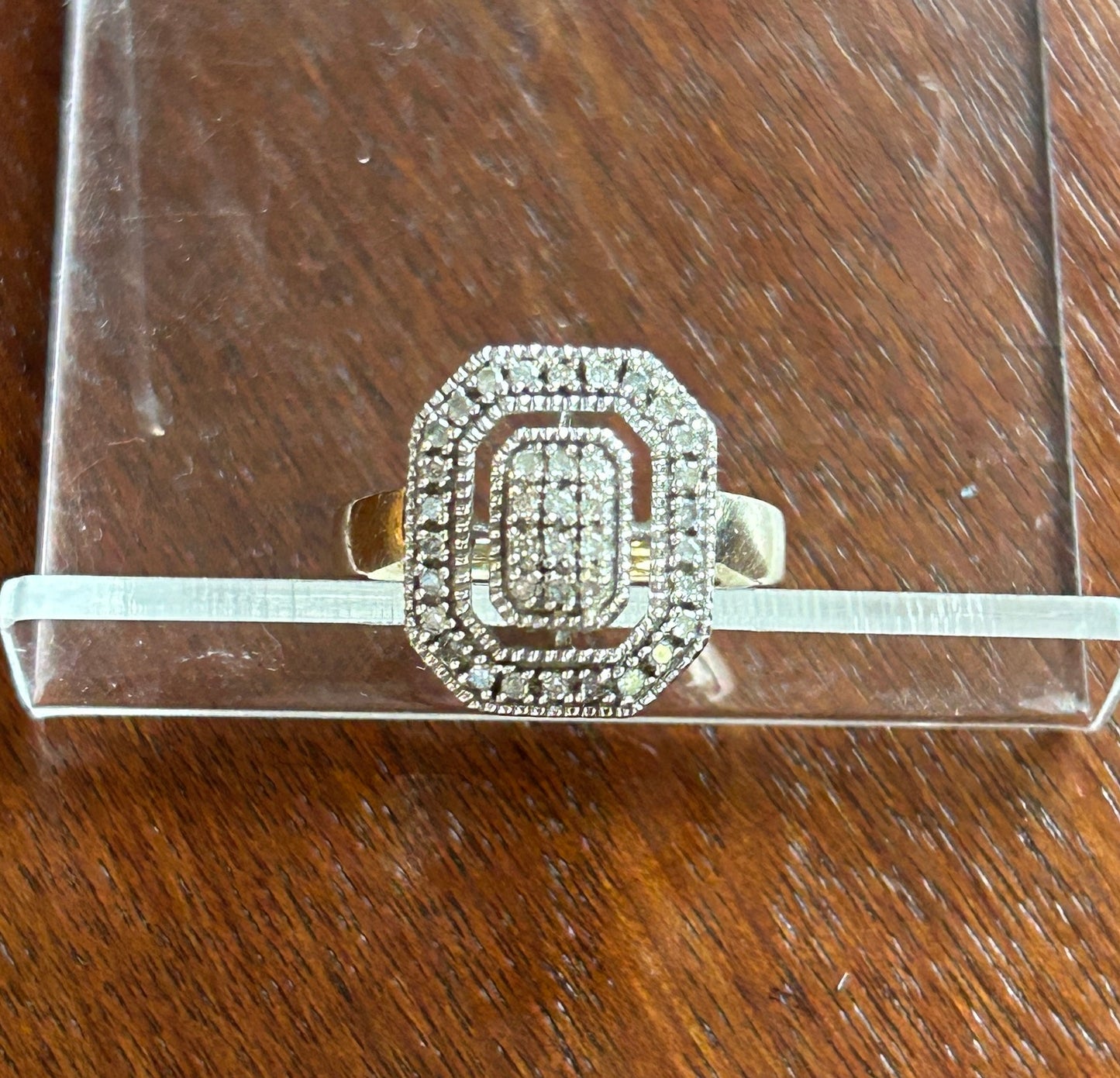 10k Yellow Two Tone Gold Diamond Pave Ring Sz 7