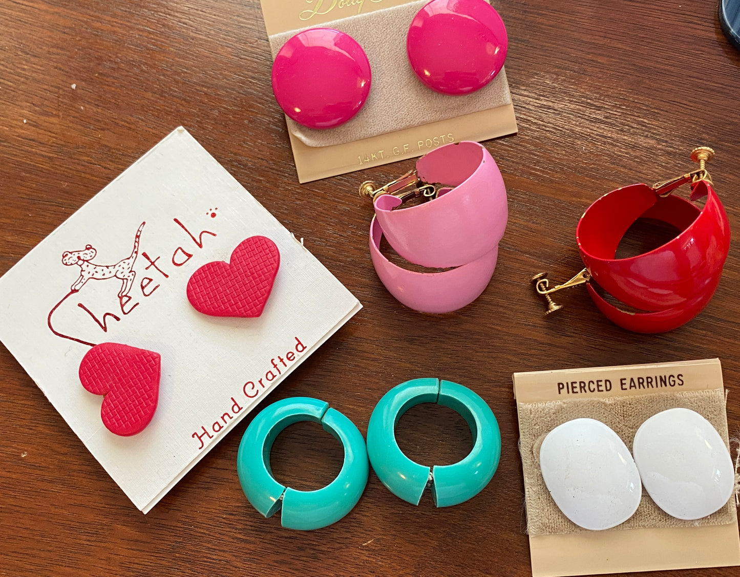 Lot of Vintage 80's Colorful Plastic Earrings Heart Napier Clip on Pierced Screwback