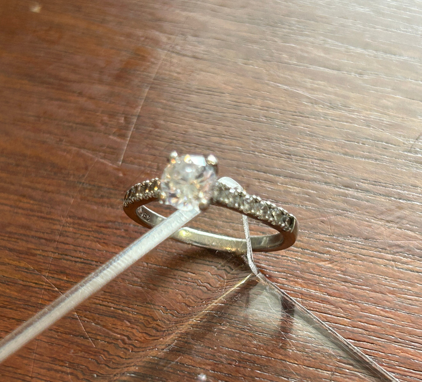 Sterling Silver 925 Cubic Zirconia CZ Ring Sz 6.75 Engagement Signed EC