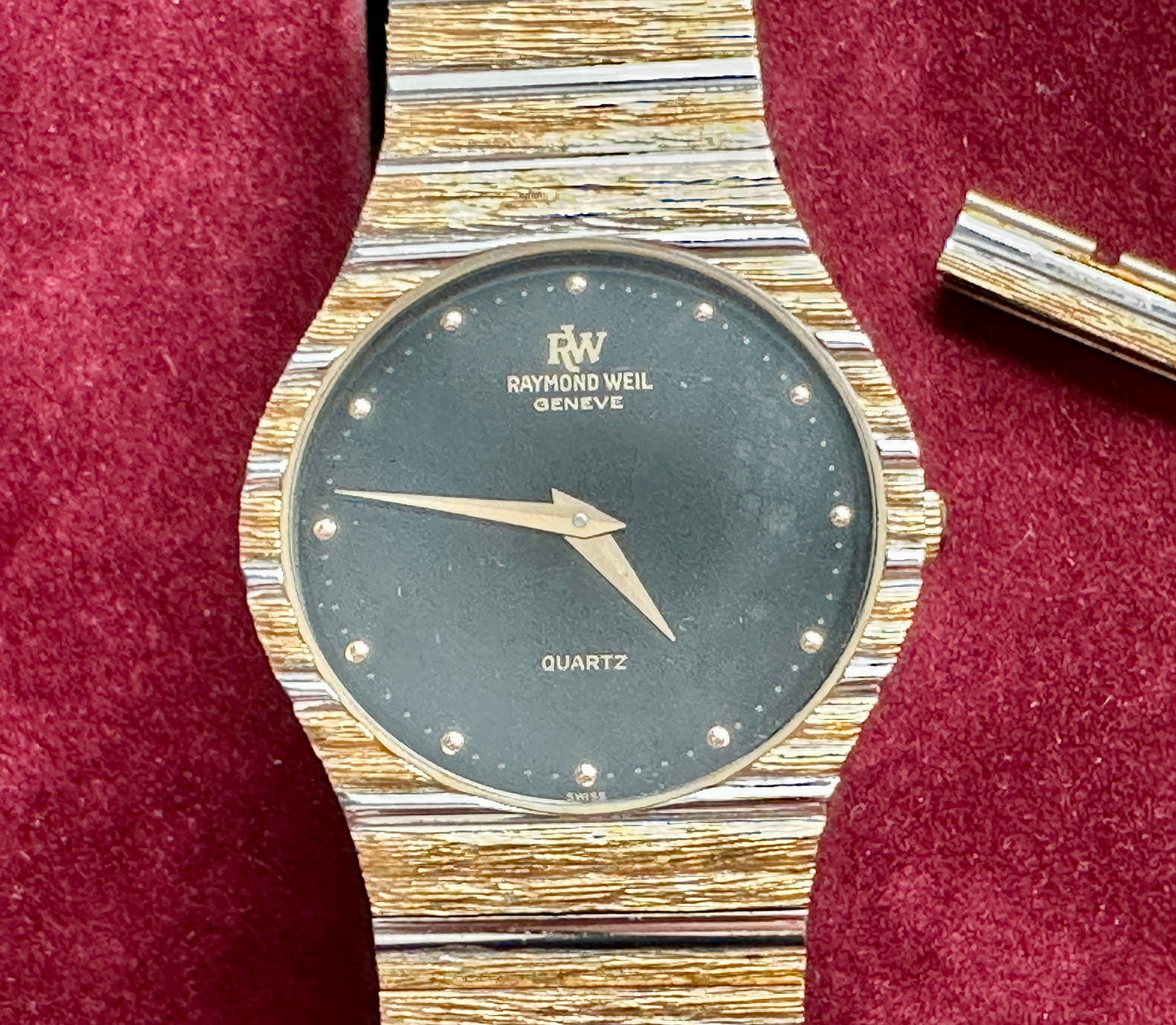 Vintage Raymond Weil 18k Yellow Gold Electro Gold Plate Wristwatch in Box