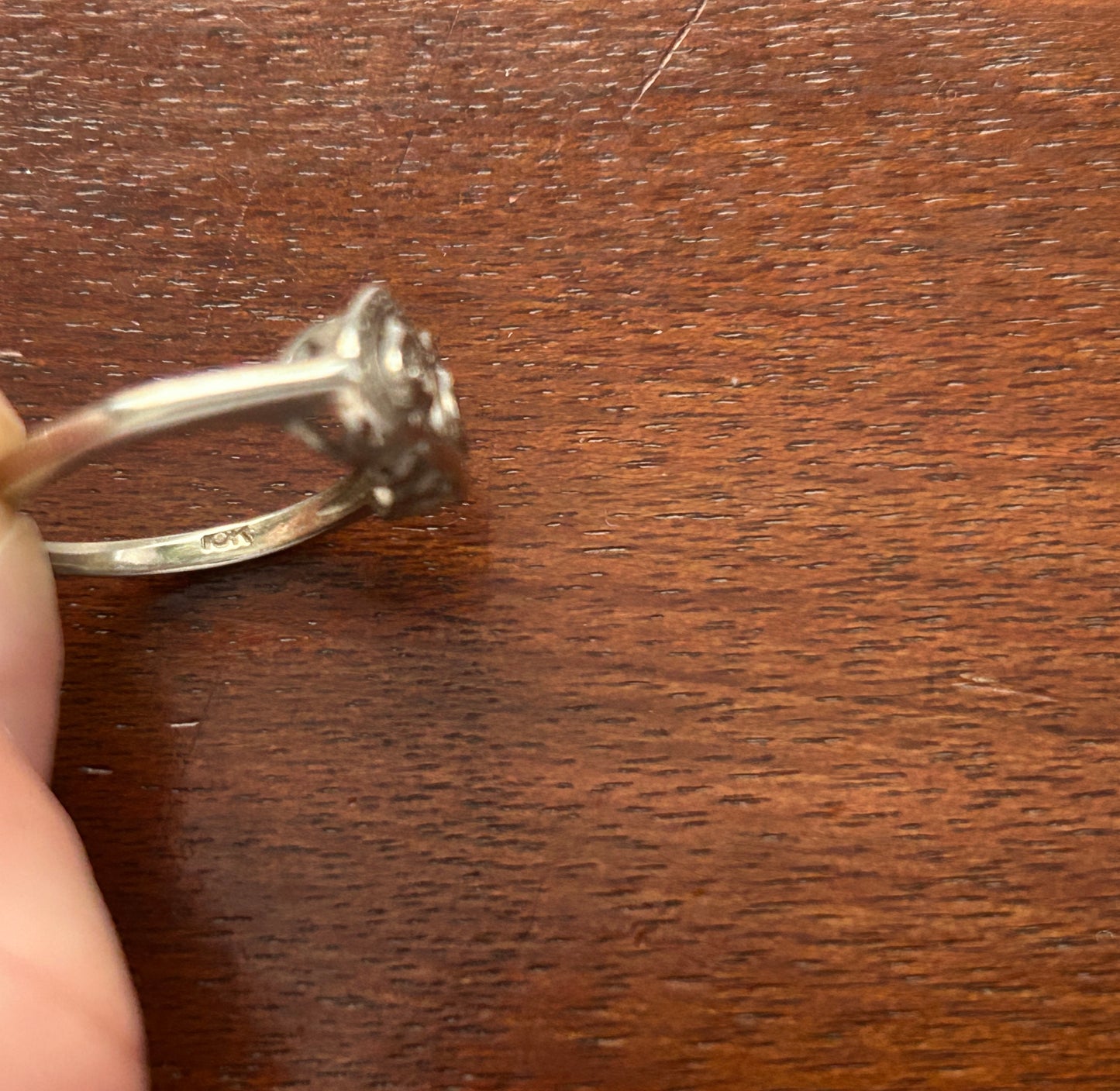 10k White Gold Diamond Accent Double Heart Ring Sz 6