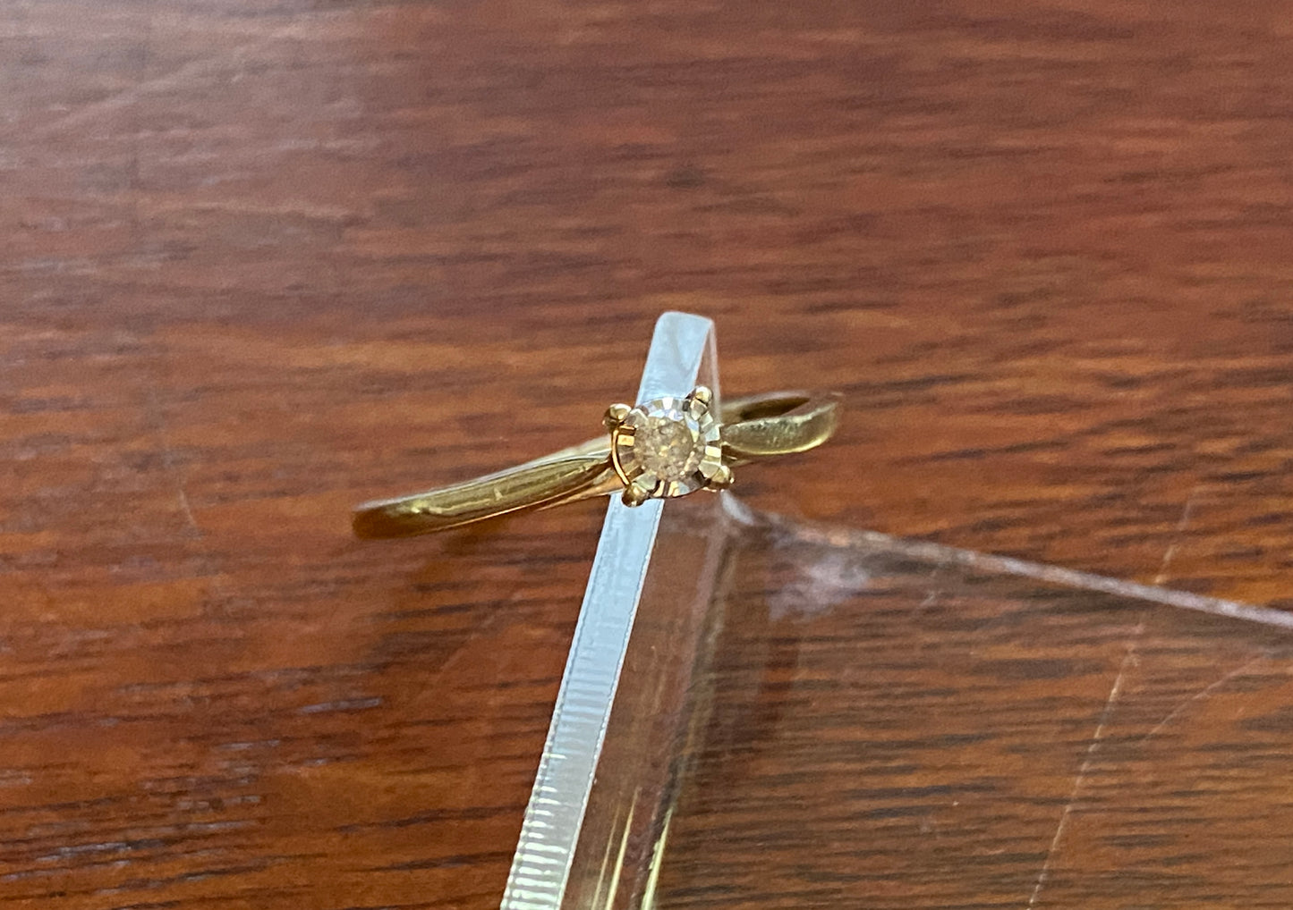 10k Yellow Gold Round Diamond Engagement Ring Sz 9