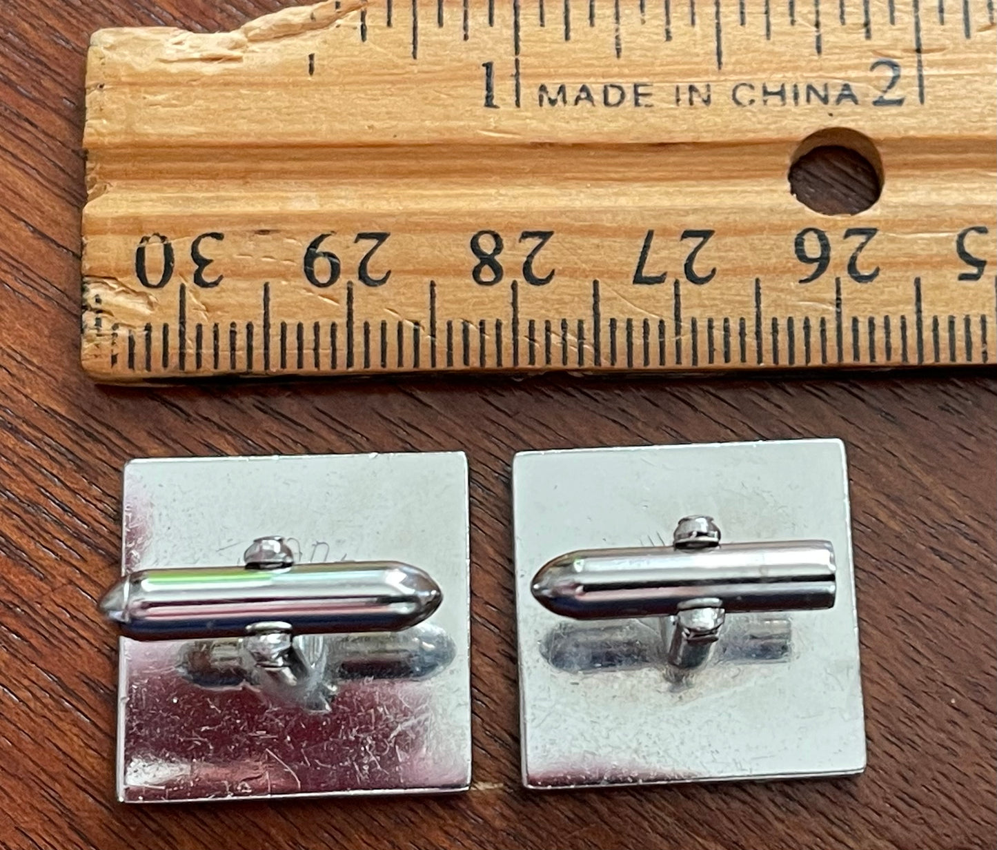 Vintage Swank MCM Midcentury Silver Two Tone Cufflinks