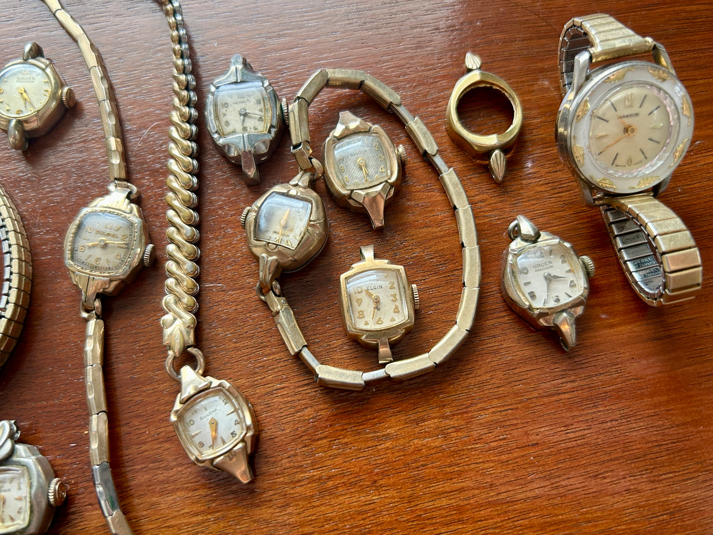 Huge Lot of Gold Filled Rolled Gold Vintage Womens Watch Bulova Elgin Gruen More