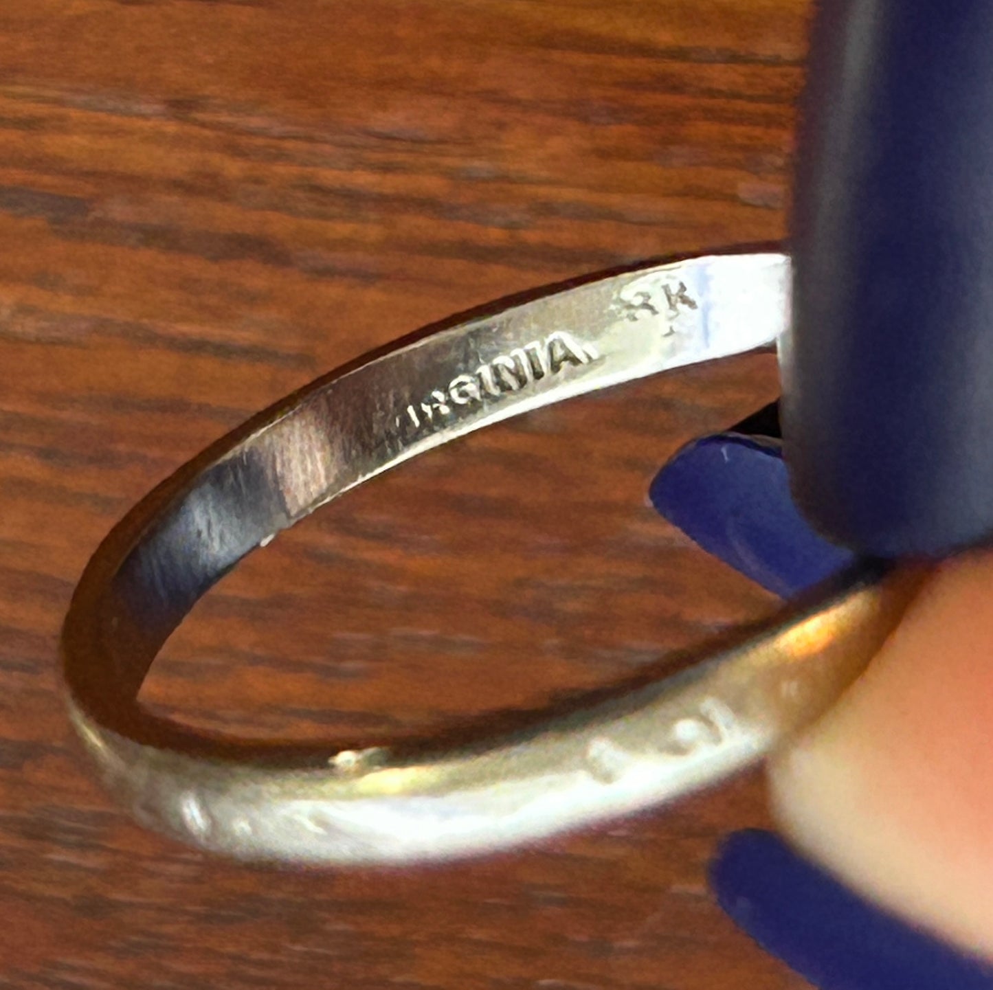 Vintage Virginia 18k White Gold Wedding Band Ring Sz 5.25