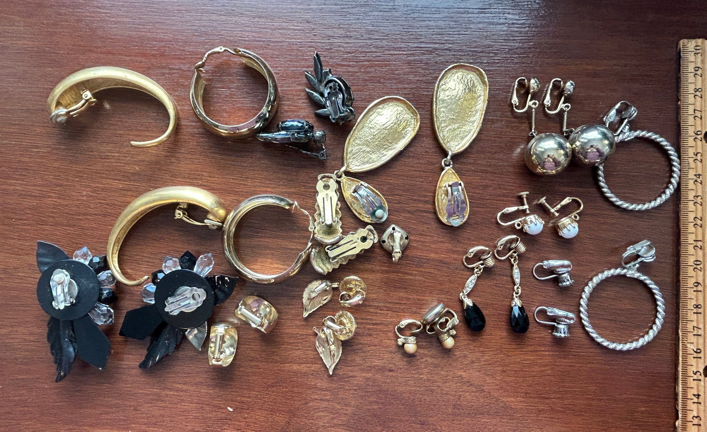 Vintage to Now Clip on Earring Earrings Lot Statement Brushed Gold Modern