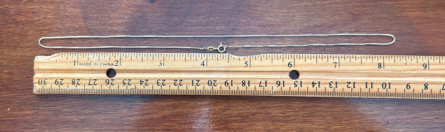 14k Yellow Gold Box Chain Necklace 17" Long