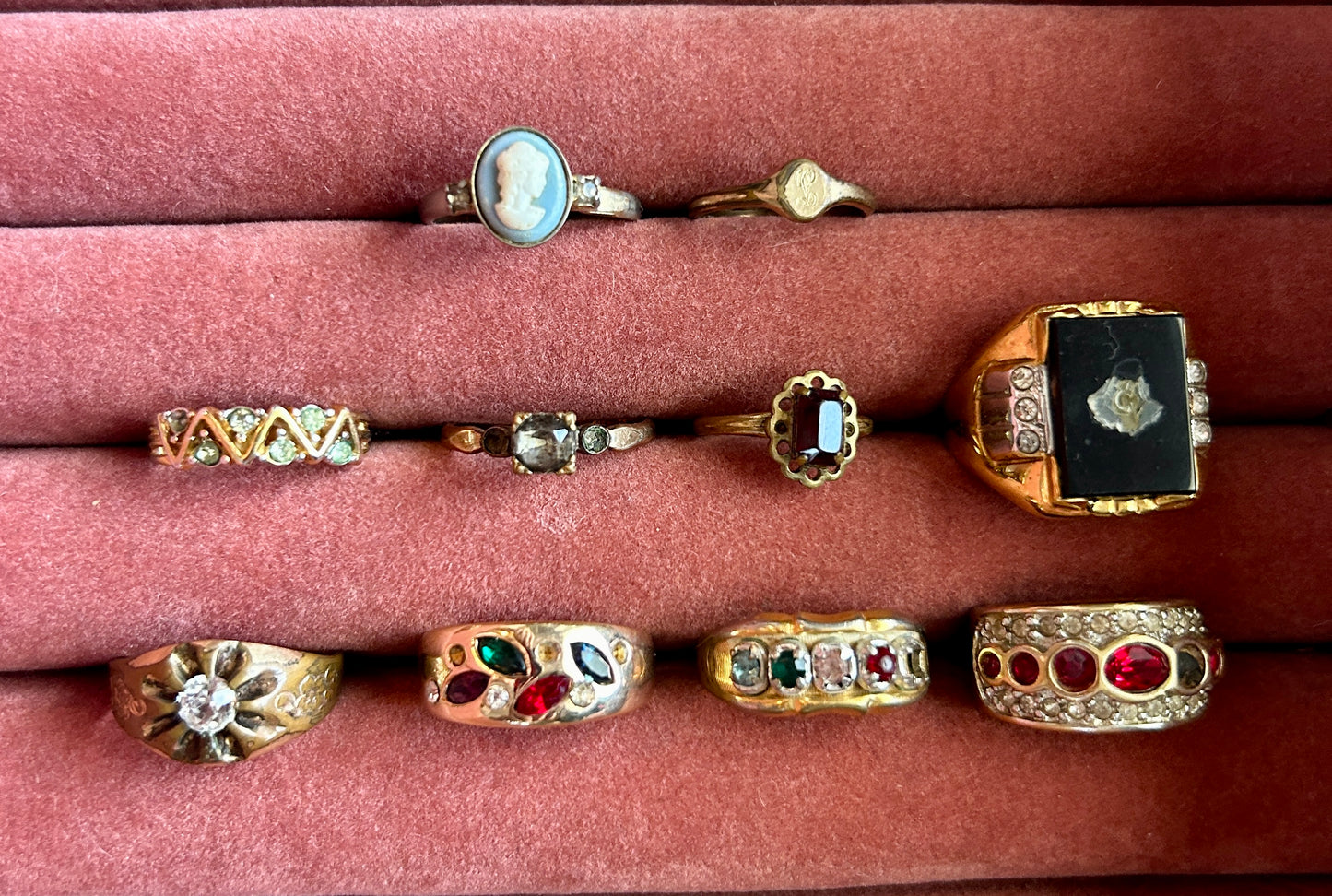 Vintage Lot of Gold Filled Plate Rings Damaged Missing Stones