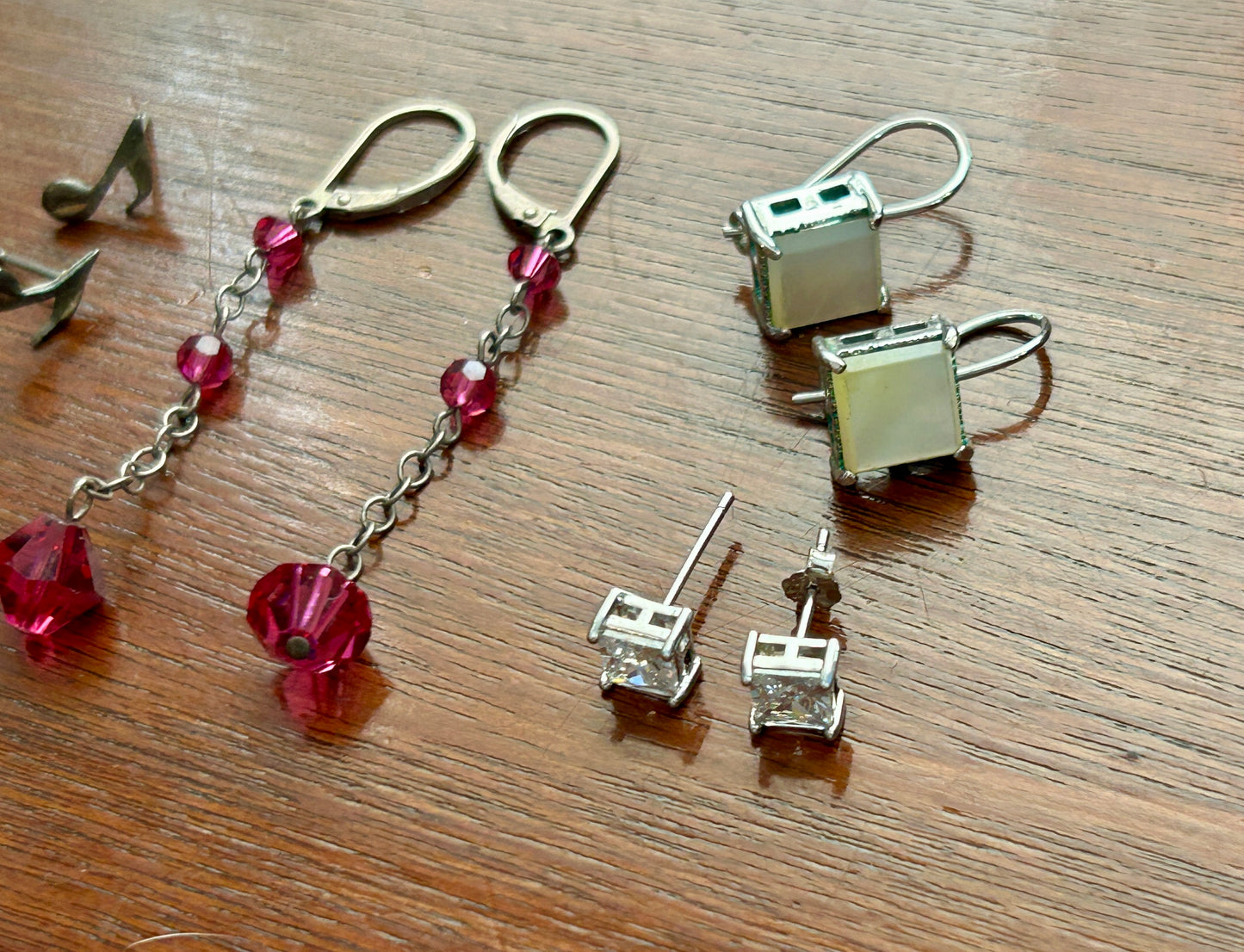 Lot of Sterling Silver 925 Earrings Studs Rhinestone MOP Beaded Dangly Pierced