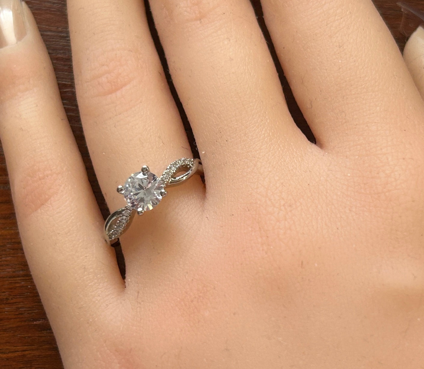 Silver Tone Rhinestone CZ Cubic Zirconia Ring Sz 8