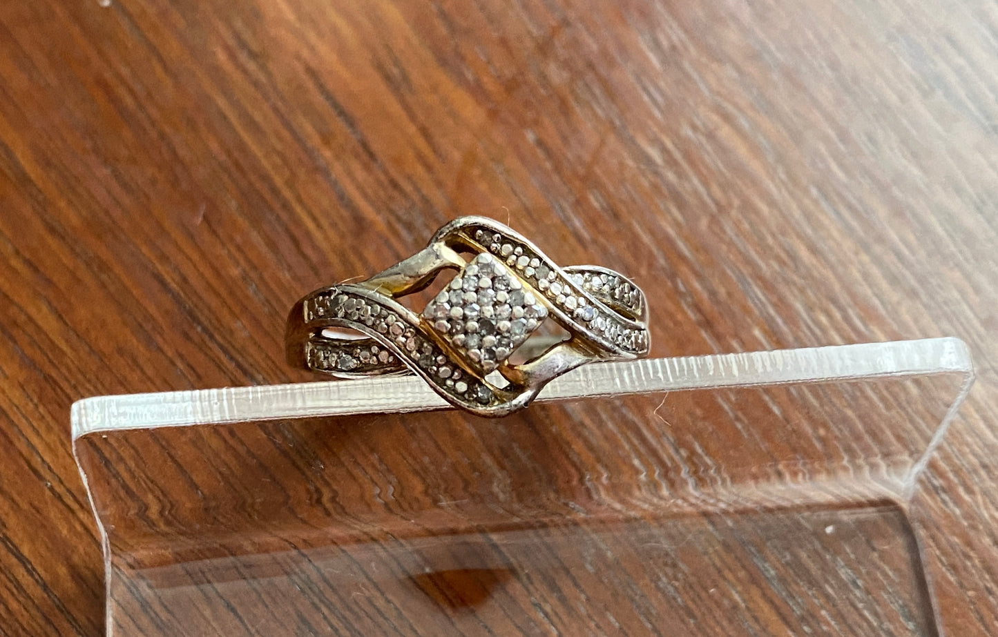 Sterling Silver 925 Pave Diamond Ring Sz 7