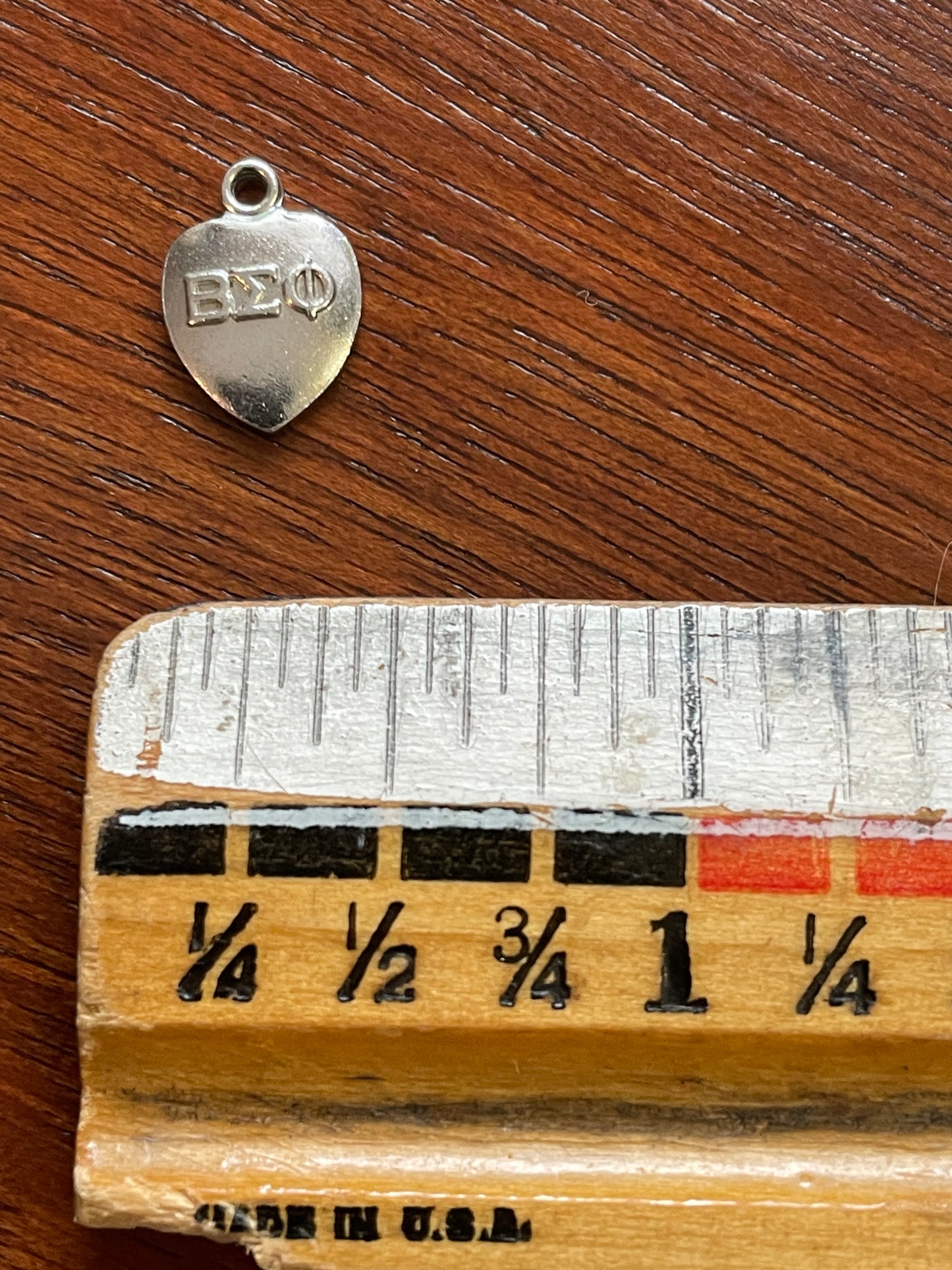 1974 Silver Tone Heart Charm Beta Sigma Phi Sorority Fraternity