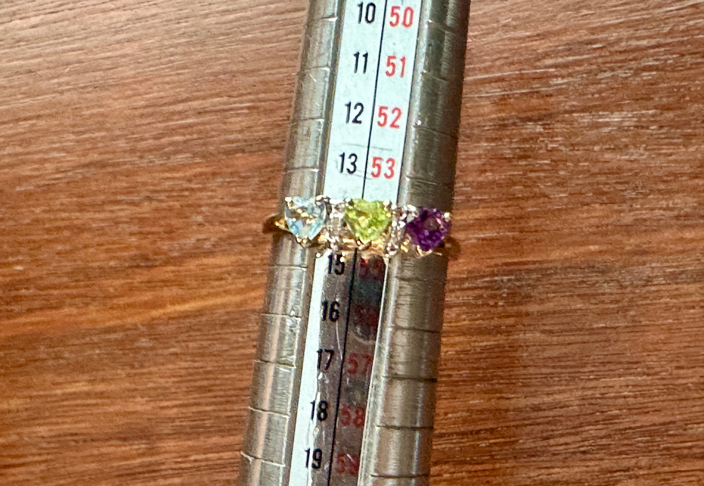 10k Yellow Gold Topaz Peridot Amethyst Diamond Accent Heart Shaped Ring Sz 7