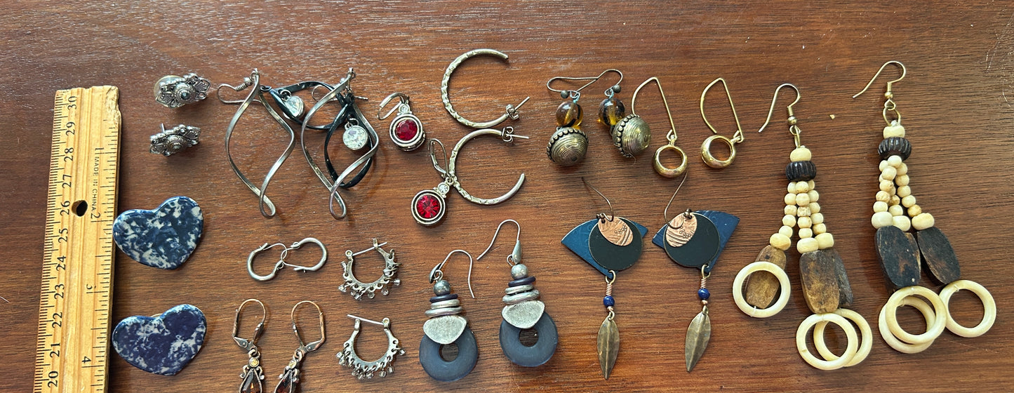 Vintage to Now Earring Lot Boho Dangly Pierced Chandelier Copper Gold Ceramic