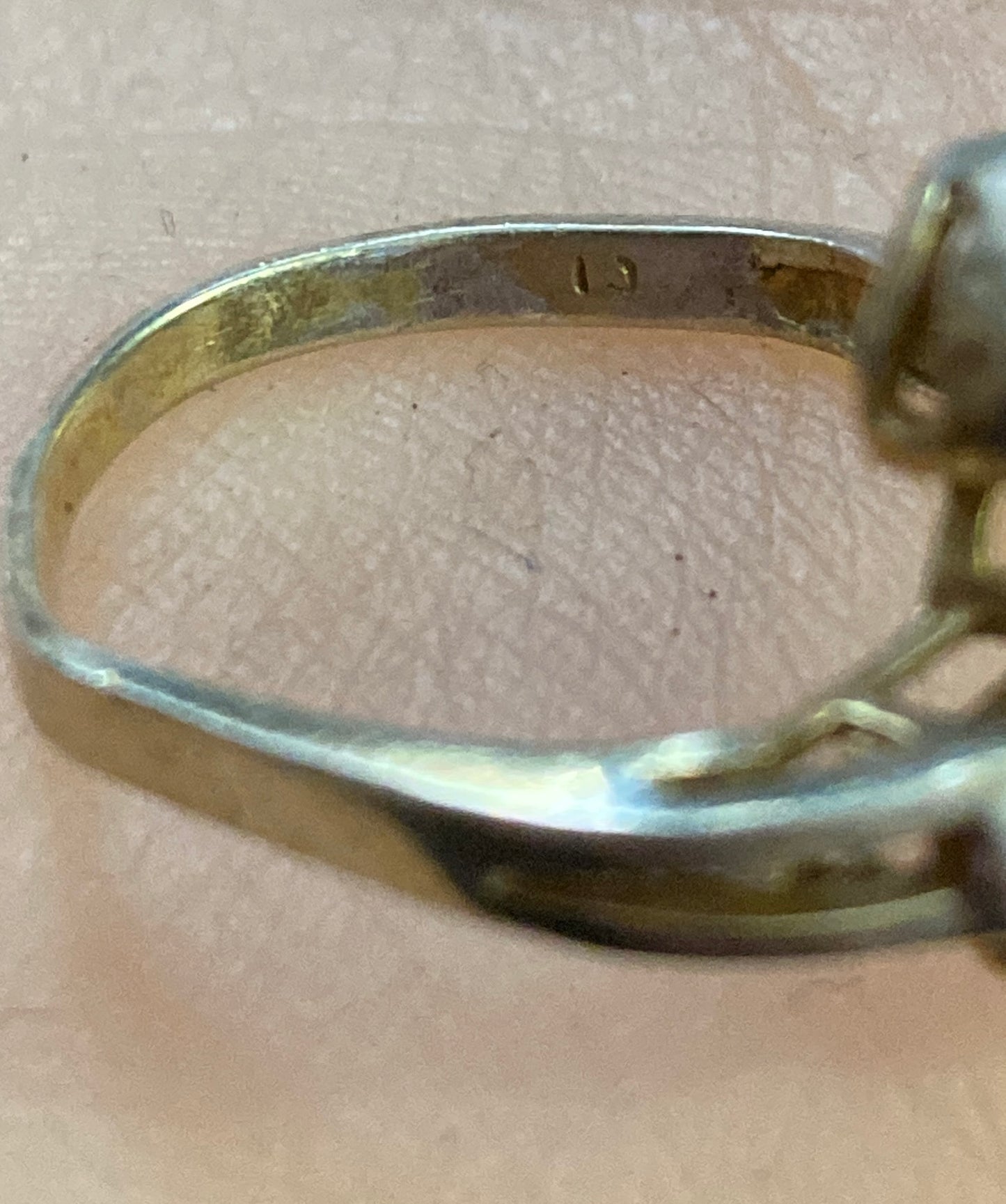 Gold Vermeil Sterling Silver 925 Diamond Heart Ring Sz 7